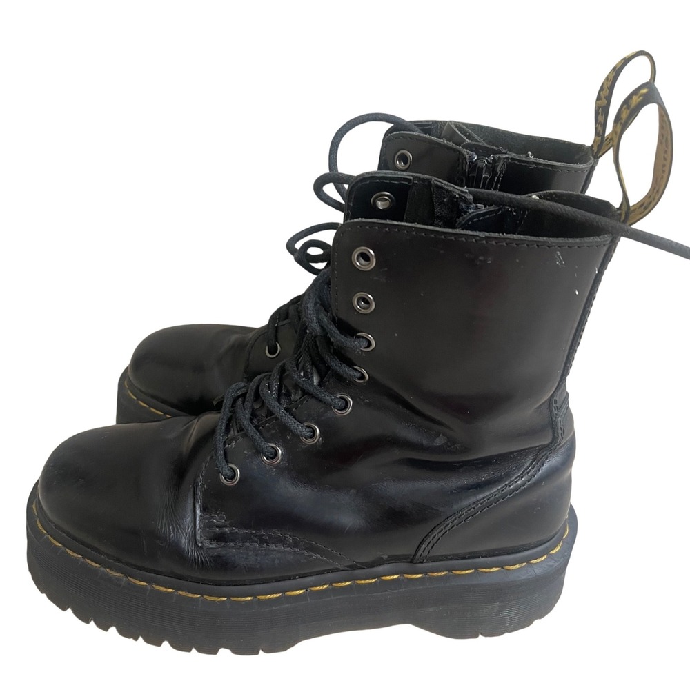 Dr Martens Jadon Smooth Leather Platform Boots Black 8 Eye Zip Boot Sz men 8/L9